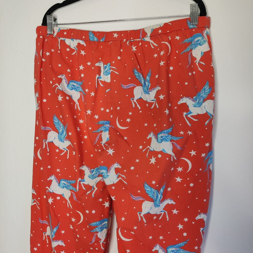 Print Fresh Moon Flight Pegasus Winged Horse Long Sleeve Pajama Set Large Coral - Picture 12 of 16